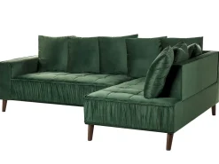 Beliani 3-Istuttava Kulmasohva Sametti Vasenk. Tummanvihrea Grena Hot