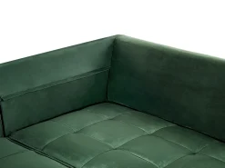 Beliani 3-Istuttava Kulmasohva Sametti Vasenk. Tummanvihrea Grena Hot