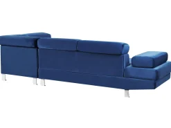 Beliani 5-Istuttava Kulmasohva Sametti Vasenk. Laivastonsininen Norrea Best Sale