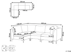 Beliani 4-Istuttava Kulmasohva Sametti Oikeak. Vihrea Evja Sale