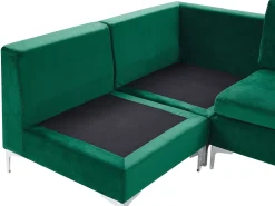 Beliani 4-Istuttava Kulmasohva Sametti Oikeak. Vihrea Evja Sale