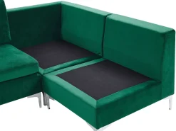 Beliani 5-Istuttava Kulmasohva Sametti Vasenk. Vihrea Evja Clearance