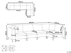 Beliani 5-Istuttava Kulmasohva Sametti Vasenk. Vihrea Evja Clearance