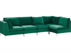 Beliani 5-Istuttava Kulmasohva Sametti Vasenk. Vihrea Evja Clearance