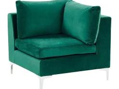 Beliani 5-Istuttava Kulmasohva Sametti Vasenk. Vihrea Evja Clearance