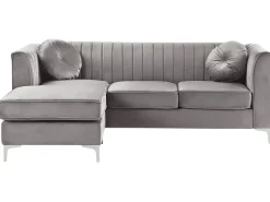 Beliani 3-Istuttava Kulmasohva Sametti Oikeak. Harmaa Timra Online