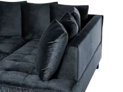 Beliani 3-Istuttava Kulmasohva Sametti Vasenk. Musta Grena New