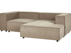 Beliani 2-Istuttava Kulmasohva Vakosametti Vasenk. Vaaleanruskea Aprica Sale