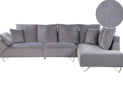 Beliani 4-Istuttava Kulmasohva Vakosametti Vasenk. Harmaa Lunner Fashion