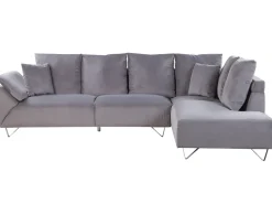 Beliani 4-Istuttava Kulmasohva Vakosametti Vasenk. Harmaa Lunner Fashion