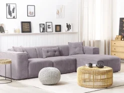 Beliani 3-Istuttava Kulmasohva Vakosametti Vasenk. Harmaa Dolva Store