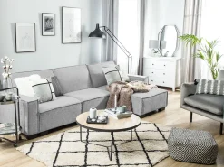 Beliani 3-Istuttava Kulmavuodesohva Kangas Vasenk. Vaaleanharmaa Romedal Best