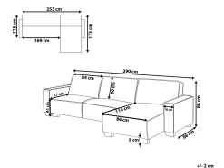 Beliani 3-Istuttava Kulmavuodesohva Kangas Vasenk. Vaaleanharmaa Romedal Best
