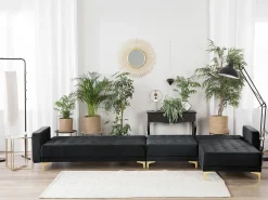 Beliani 5-Istuttava Kulmavuodesohva Sametti Vasenk. Musta Aberdeen Shop