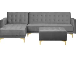 Beliani 4-Istuttava Kulmavuodesohva Ja Rahi Sametti Oikeak. Harmaa Aberdeen Cheap