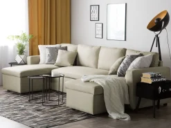 Beliani 5-Istuttava Kulmavuodesohva Säilytystilalla Kangas Beige Sommen Shop