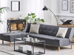 Beliani 4-Istuttava Kulmavuodesohva Kangas Oikeak. Harmaa Alsten Outlet