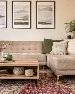 Beliani 4-Istuttava Kulmavuodesohva Sametti Vasenk. Hiekanruskea Aberdeen Best