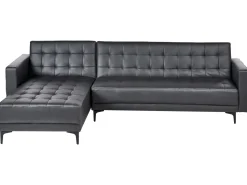 Beliani 4-Istuttava Kulmavuodesohva Keinonahka Oikeak. Musta Aberdeen Outlet