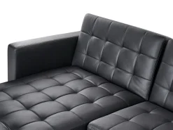 Beliani 4-Istuttava Kulmavuodesohva Keinonahka Oikeak. Musta Aberdeen Outlet