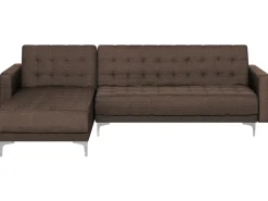 Beliani 4-Istuttava Kulmavuodesohva Kangas Oikeak. Tummanruskea Aberdeen Flash Sale