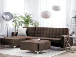 Beliani 4-Istuttava Kulmavuodesohva Kangas Oikeak. Tummanruskea Aberdeen Flash Sale