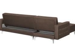 Beliani 4-Istuttava Kulmavuodesohva Ja Rahi Kangas Oikeak. Tummanruskea Aberdeen Fashion