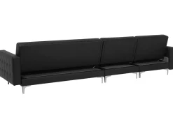 Beliani 5-Istuttava Kulmavuodesohva Keinonahka Oikeak. Musta Aberdeen Fashion