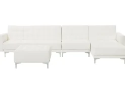 Beliani 5-Istuttava Kulmavuodesohva Ja Rahi Keinonahka Vasenk. Valkoinen Aberdeen Best Sale