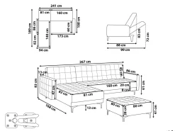 Beliani 4-Istuttava Kulmavuodesohva Ja Rahi Sametti Oikeak. Sinivihrea Aberdeen Outlet