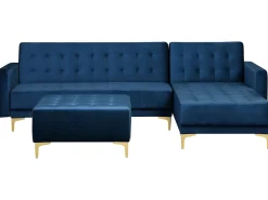 Beliani 4-Istuttava Kulmavuodesohva Ja Rahi Sametti Vasenk. Laivastonsininen Aberdeen Shop