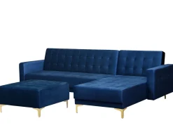 Beliani 4-Istuttava Kulmavuodesohva Ja Rahi Sametti Vasenk. Laivastonsininen Aberdeen Shop