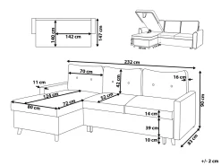 Beliani 4-Istuttava Kulmavuodesohva Säilytystilalla Oikeak. Vaaleanharmaa Flakk Shop