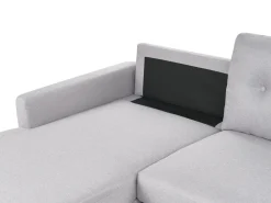 Beliani 4-Istuttava Kulmavuodesohva Säilytystilalla Oikeak. Vaaleanharmaa Flakk Shop