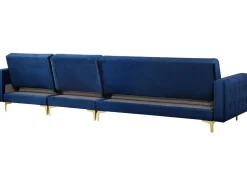 Beliani 5-Istuttava Kulmavuodesohva Ja Rahi Sametti Oikeak. Laivastonsininen Aberdeen Store