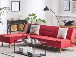 Beliani 4-Istuttava Kulmavuodesohva Kangas Oikeak. Punainen Alsten Hot