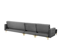 Beliani 5-Istuttava Kulmavuodesohva Ja Rahi Sametti Oikeak. Harmaa Aberdeen New