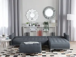 Beliani 4-Istuttava Kulmavuodesohva Kangas Vasenk. Tummanharmaa Aberdeen Cheap