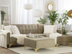 Beliani 4-Istuttava Kulmavuodesohva Ja Rahi Sametti Vasenk. Hiekanruskea Aberdeen Outlet