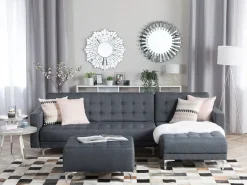 Beliani 4-Istuttava Kulmavuodesohva Ja Rahi Kangas Vasenk. Tummanharmaa Aberdeen Store