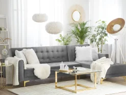 Beliani 4-Istuttava Kulmavuodesohva Sametti Vasenk. Harmaa Aberdeen Fashion