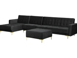 Beliani 5-Istuttava Kulmavuodesohva Ja Rahi Sametti Oikeak. Musta Aberdeen Best Sale