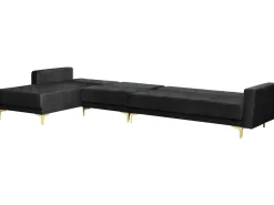 Beliani 5-Istuttava Kulmavuodesohva Ja Rahi Sametti Oikeak. Musta Aberdeen Best Sale