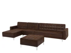 Beliani 5-Istuttava Kulmavuodesohva Ja Rahi Keinonahka Oikeak. Ruskea Aberdeen Hot