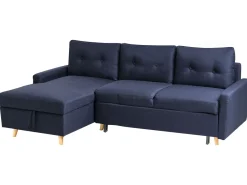 Beliani 4-Istuttava Kulmavuodesohva Säilytystilalla Oikeak. Laivastonsininen Flakk Cheap