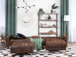 Beliani 4-Istuttava Kulmavuodesohva Keinonahka Vasenk. Ruskea Aberdeen Best Sale