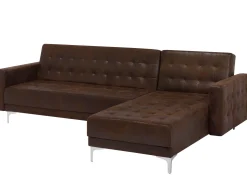Beliani 4-Istuttava Kulmavuodesohva Keinonahka Vasenk. Ruskea Aberdeen Best Sale