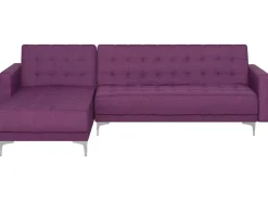 Beliani 4-Istuttava Kulmavuodesohva Kangas Oikeak. Violetti Aberdeen Online