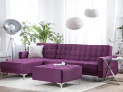 Beliani 4-Istuttava Kulmavuodesohva Kangas Oikeak. Violetti Aberdeen Online