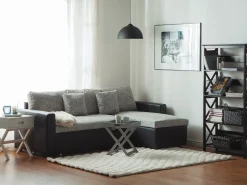 Beliani 3-Istuttava Kulmavuodesohva Kangas Vasenk. Harmaa/Musta Tampere Discount